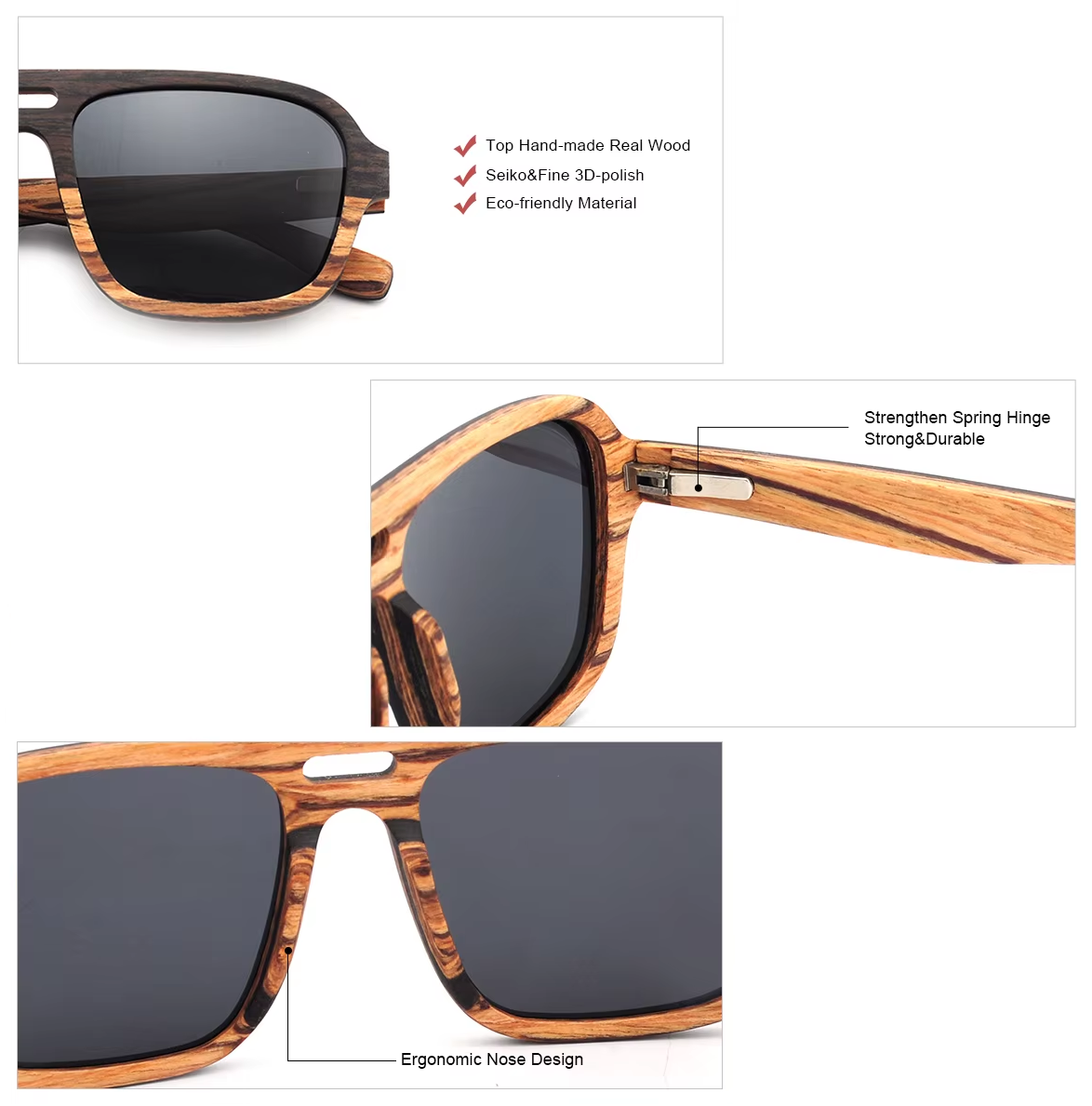 Our Cameron Range Aviator Wooden Veneer Sunglasses
