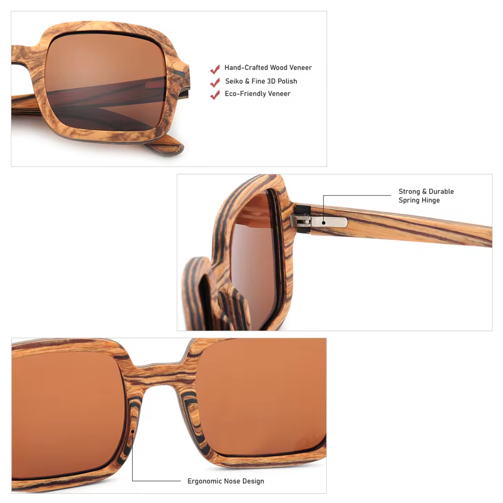 Our Baylie Range Oversized Wooden Veneer Sunglasses