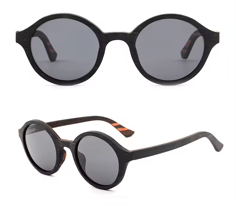 Our Connie Range Round Lens Wooden Veneer Sunglasses