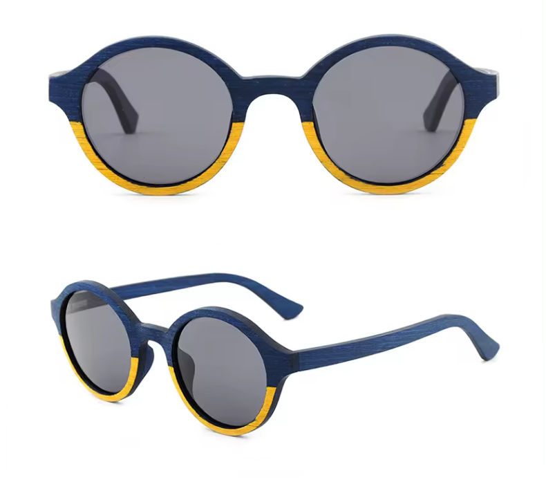 Our Connie Range Round Lens Wooden Veneer Sunglasses