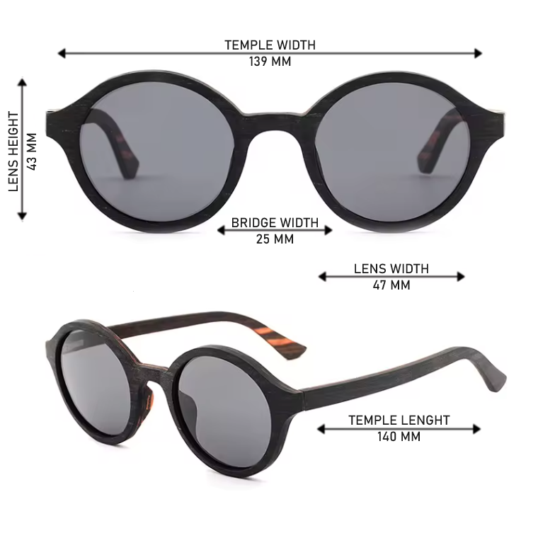 Our Connie Range Round Lens Wooden Veneer Sunglasses