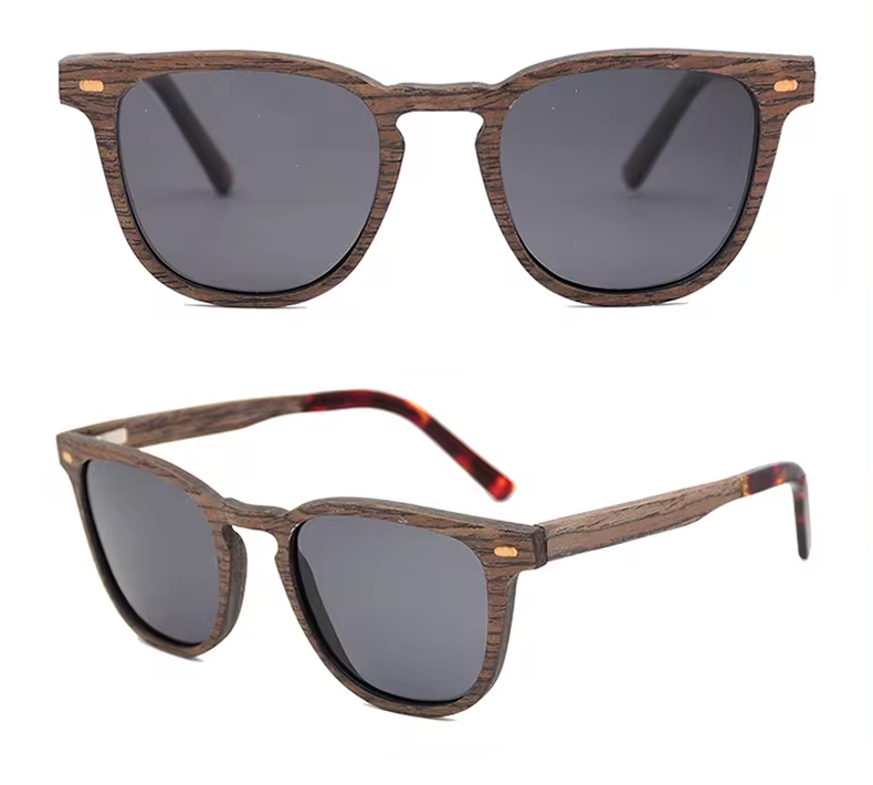 Our Teddie Range Square Lens Wooden Veneer Sunglasses