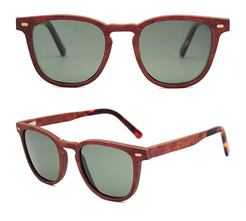 Our Teddie Range Square Lens Wooden Veneer Sunglasses