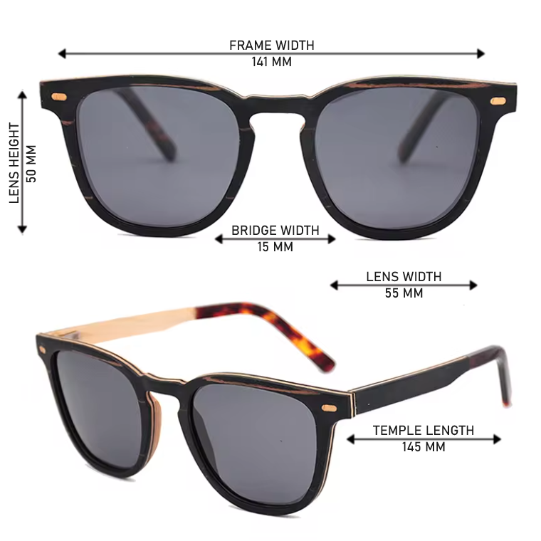 Our Teddie Range Square Lens Wooden Veneer Sunglasses