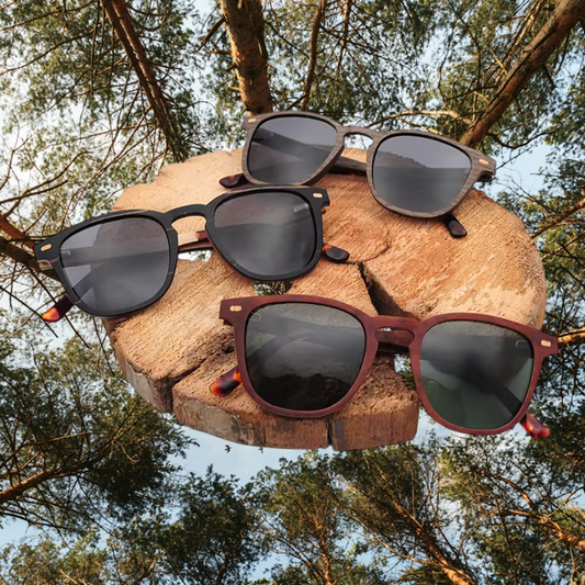 Our Teddie Range Square Lens Wooden Veneer Sunglasses