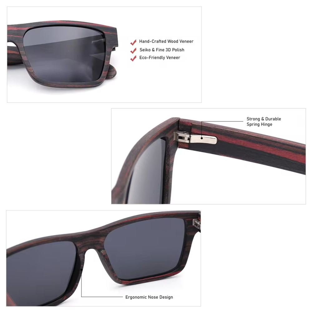 Our Elyott Range Square Wooden Veneer Sunglasses