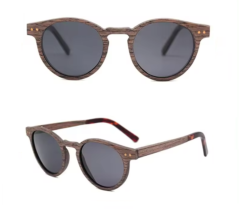 Our Patsy Range Round Lens Wooden Veneer Sunglasses