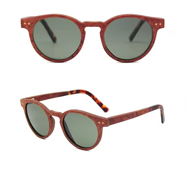 Our Patsy Range Round Lens Wooden Veneer Sunglasses