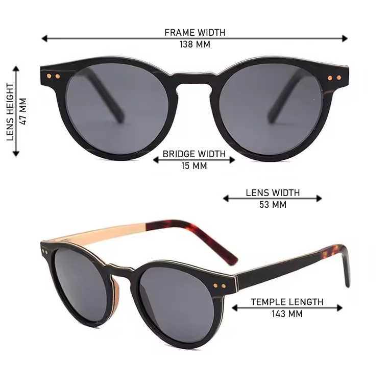 Our Patsy Range Round Lens Wooden Veneer Sunglasses
