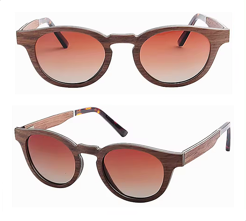 Our Thelma Range Round Lens Wooden Veneer Sunglasses