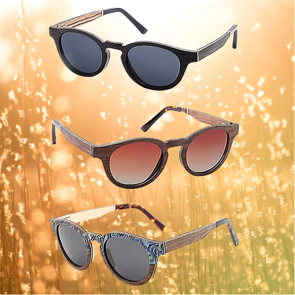 Our Thelma Range Round Lens Wooden Veneer Sunglasses