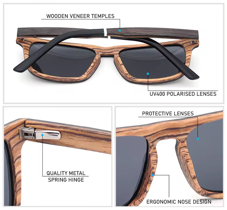 Our Gerrie Range Rectangle Wooden Veneer Sunglasses