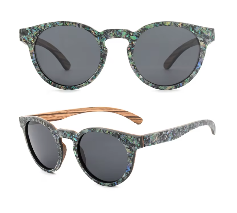 Our Dennison Range Round Lens Wooden Veneer Sunglasses
