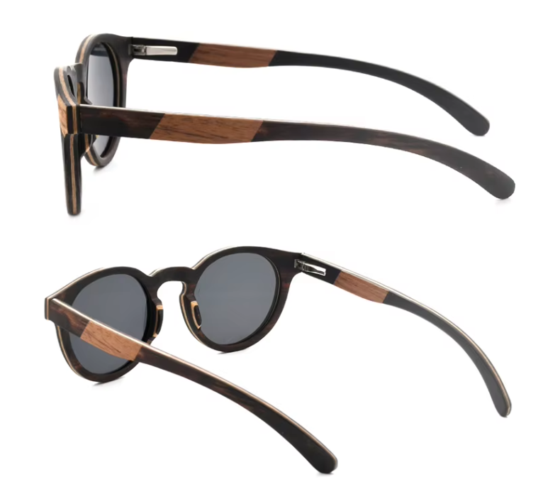 Our Dennison Range Round Lens Wooden Veneer Sunglasses