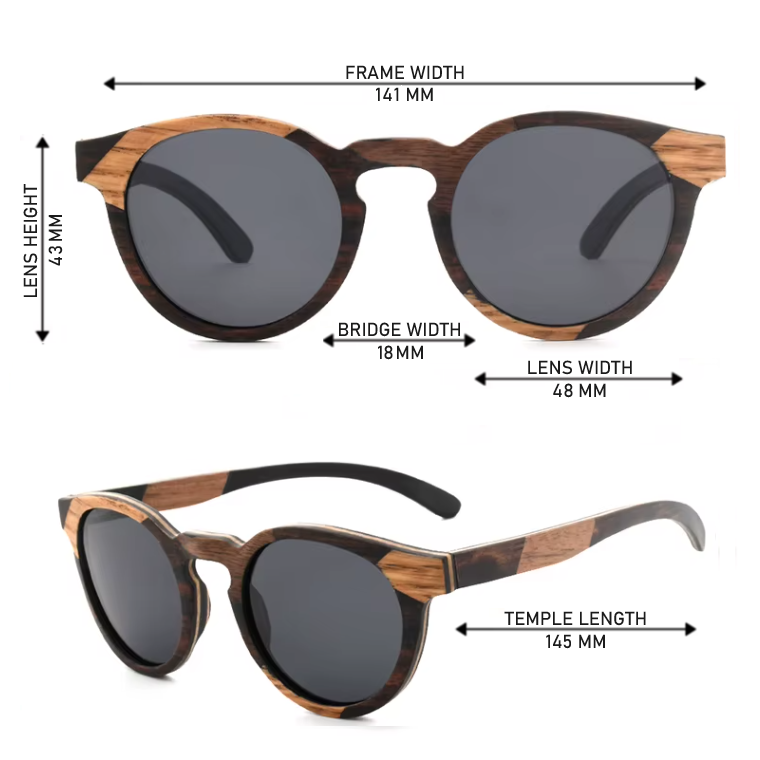 Our Dennison Range Round Lens Wooden Veneer Sunglasses