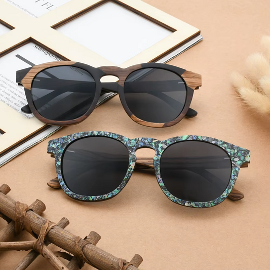 Our Ellison Range Round Lens Wooden Veneer Sunglasses