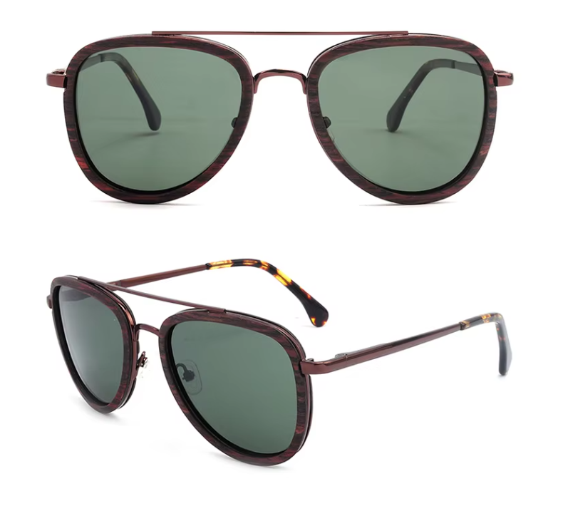 Our Aarron Range Aviator Style Wooden Veneer Sunglasses