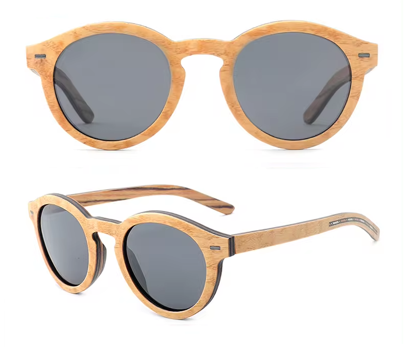 Our Robbyn Range Round Lens Wooden Veneer Sunglasses
