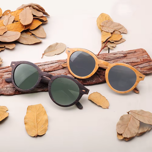 Our Robbyn Range Round Lens Wooden Veneer Sunglasses