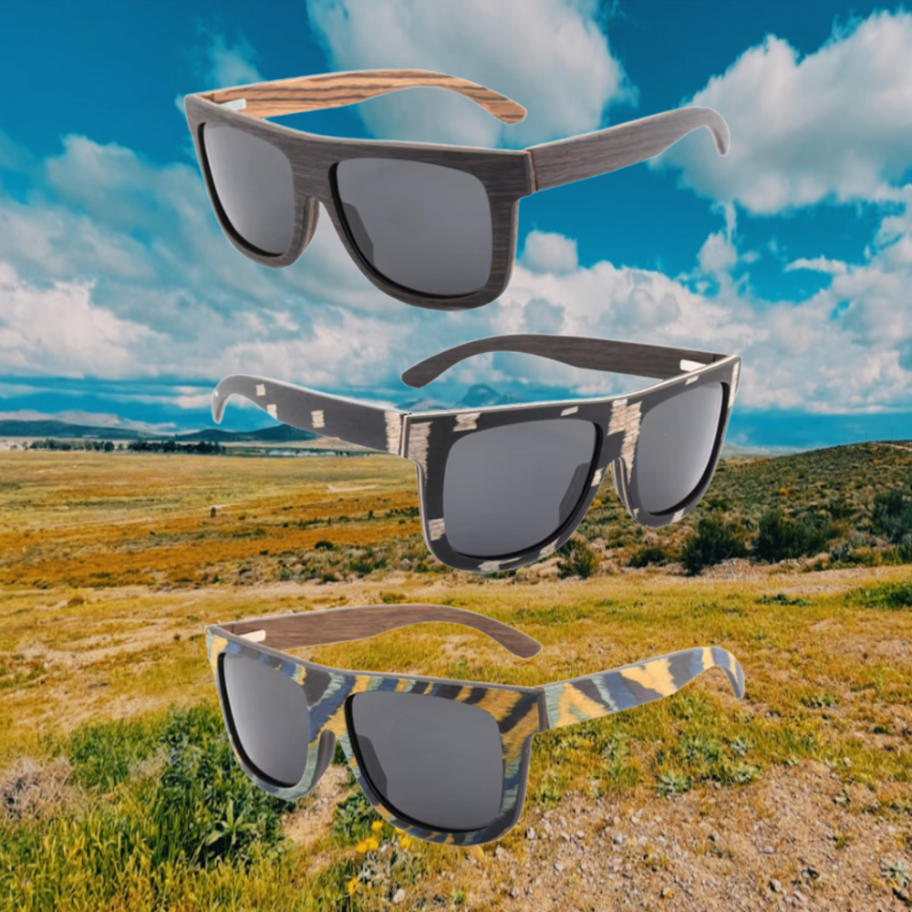 Our Jonnie Range Large Square Wooden Veneer Sunglasses