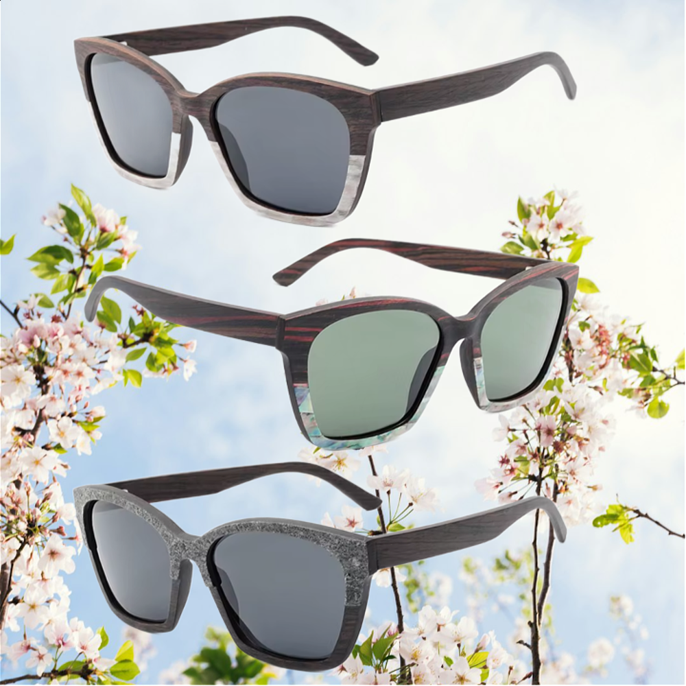 Our Kenlie Range Square Wooden Veneer Sunglasses