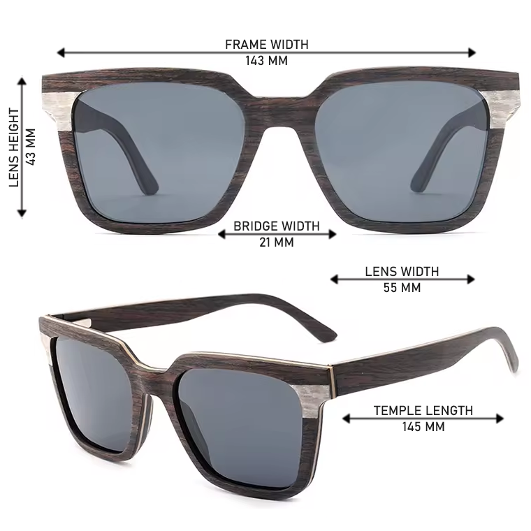 Our Fredie Range Square Wooden Veneer Sunglasses