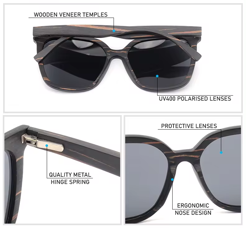 Our Kelsie Range Oversized Wooden Veneer Sunglasses