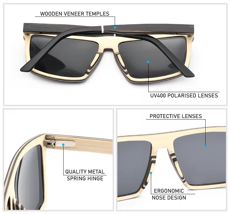 Our Lannie Range Square Wooden Veneer Sunglasses