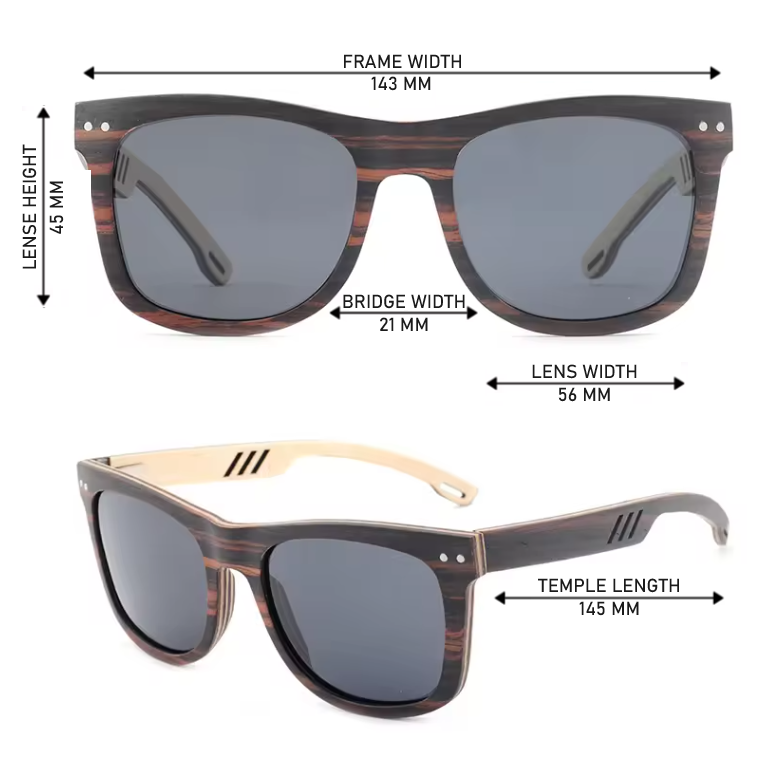 Our Ellice Range Square Wooden Veneer Sunglasses
