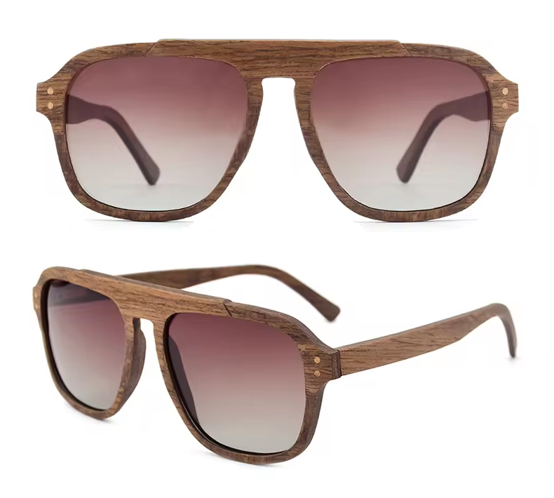 Our Schyler Range Square Aviator Wooden Veneer Sunglasses