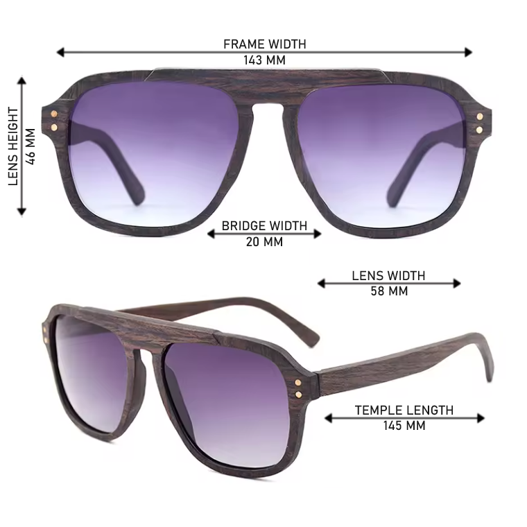 Our Schyler Range Square Aviator Wooden Veneer Sunglasses