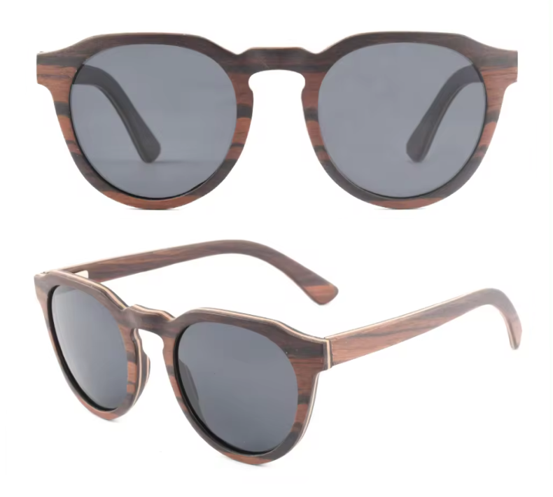 Our Chelsie Range Round Lens Wooden Veneer Sunglasses