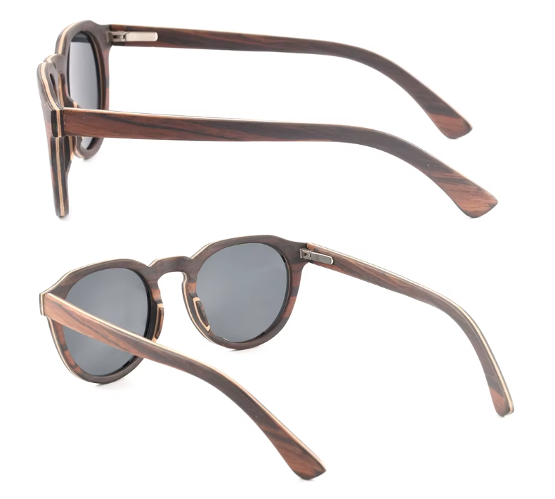 Our Chelsie Range Round Lens Wooden Veneer Sunglasses