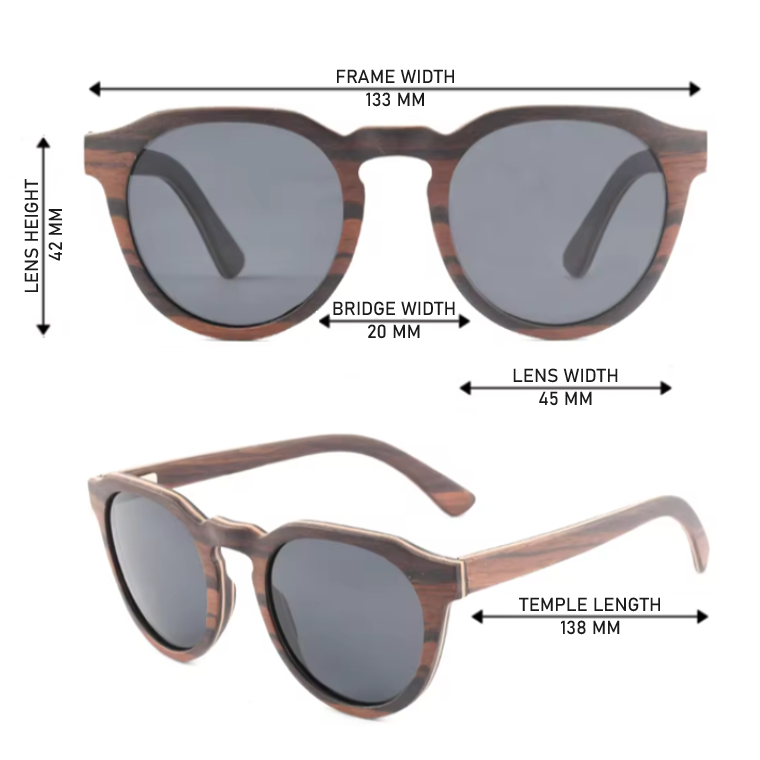 Our Chelsie Range Round Lens Wooden Veneer Sunglasses
