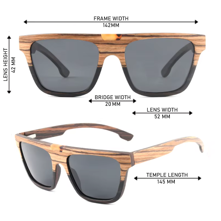 Our Jordan Range Square Lens Wooden Veneer Sunglasses