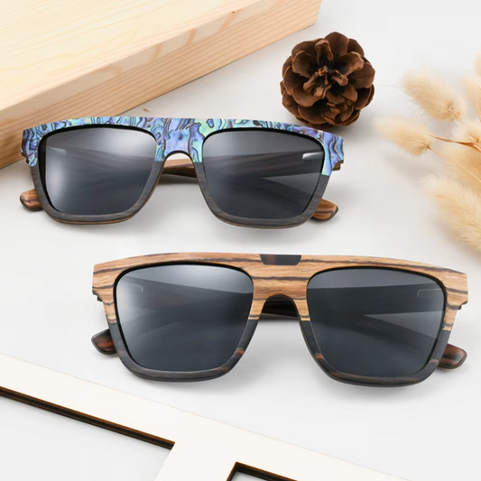 Our Jordan Range Square Lens Wooden Veneer Sunglasses