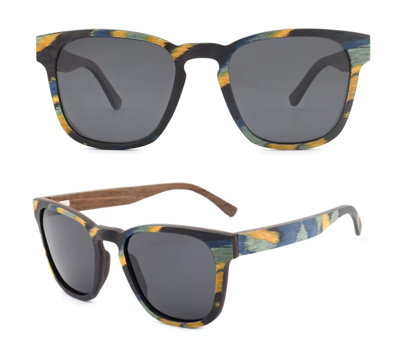 Our Wendall Range Square Lens Wooden Veneer Sunglasses
