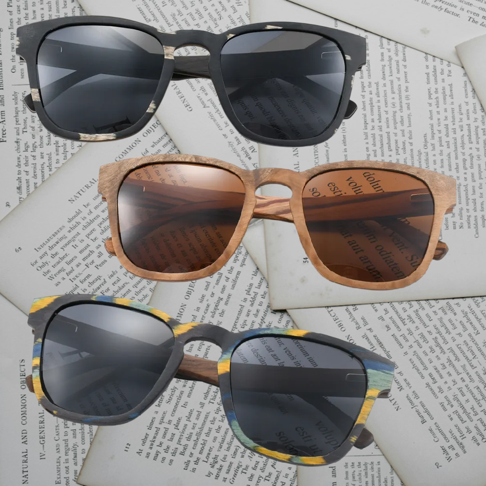 Our Wendall Range Square Lens Wooden Veneer Sunglasses