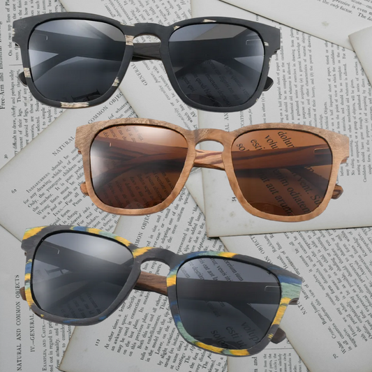 Our Wendall Range Square Lens Wooden Veneer Sunglasses