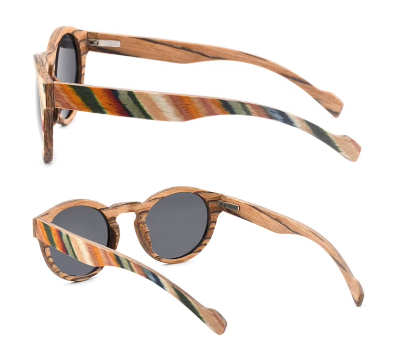 Our Daniele Range Round Lens Wooden Veneer Sunglasses