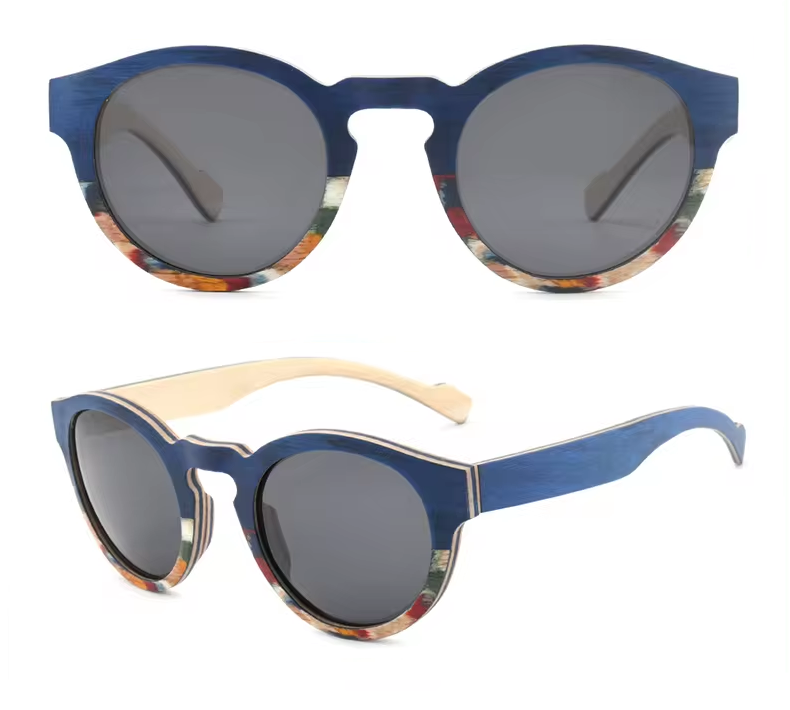 Our Daniele Range Round Lens Wooden Veneer Sunglasses