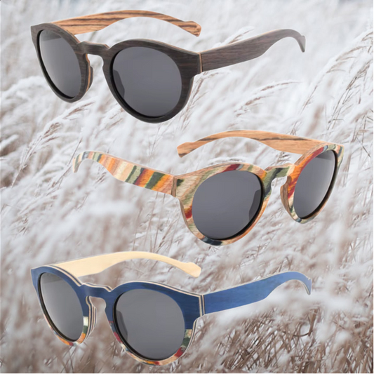 Our Daniele Range Round Lens Wooden Veneer Sunglasses