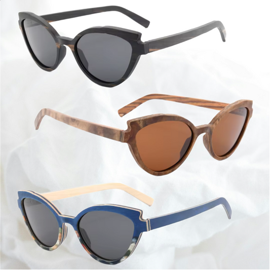 Our Catherine Range Cat Eye Wooden Veneer Sunglasses