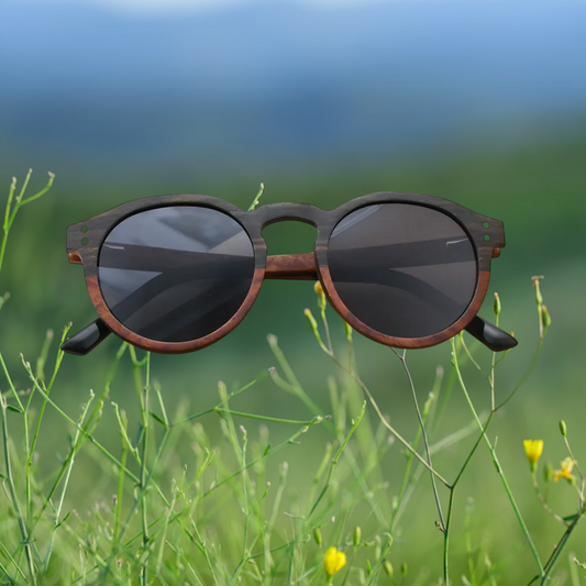Our William Range Round Lens Wooden Veneer Sunglasses