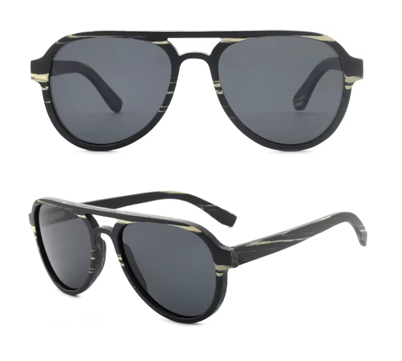 Our Sylvester Range Square Aviator Wooden Veneer Sunglasses