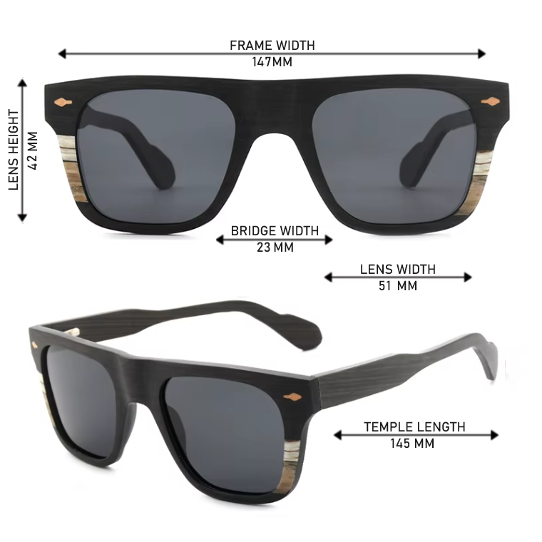Our Ritchie Range Square Lens Wooden Veneer Sunglasses