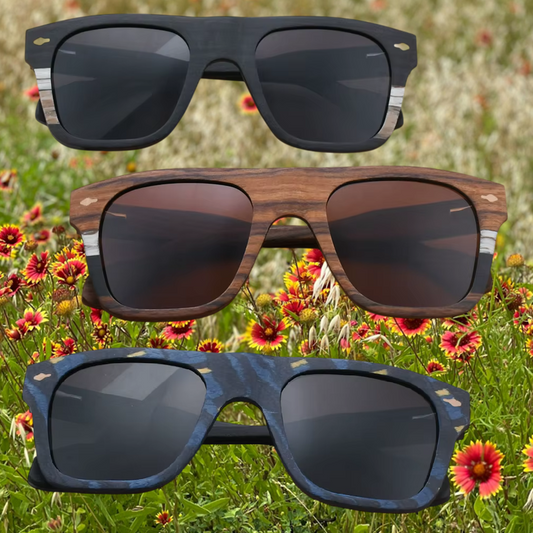 Our Ritchie Range Square Lens Wooden Veneer Sunglasses