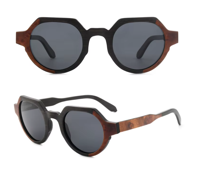 Our Laurance Range Round Lens Wooden Veneer Sunglasses