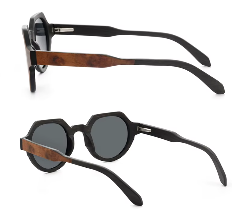 Our Laurance Range Round Lens Wooden Veneer Sunglasses