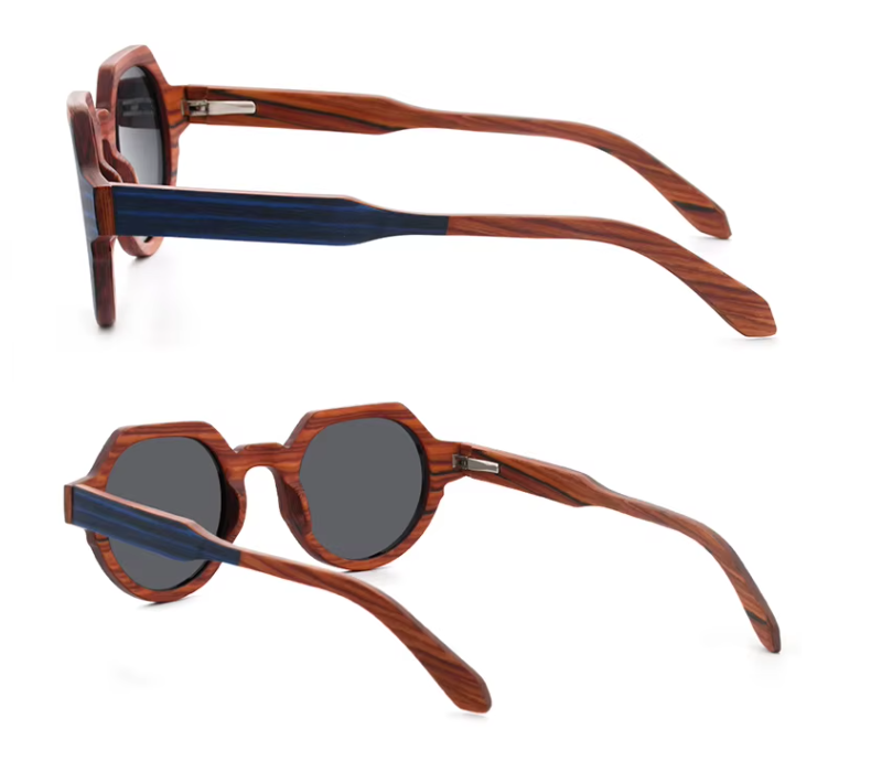 Our Laurance Range Round Lens Wooden Veneer Sunglasses